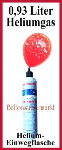 Helium-Einwegflasche Mini, kleine Heliumgasche mit 0,93 Liter Helium, Ballongas