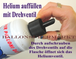 Mini-Heliumflasche, Dosierung des Heliumgases zum Füllen der Luftballone